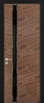 Межкомнатная дверь Глянец ГЛ40-Ф Шпон + скрытый короб, Орех декор, 600/700/800/900*2000 мм.